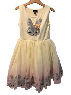 Zunie Cream Yellow Tulle Bunny Applique Dress for Girls